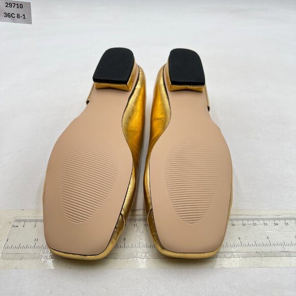 Wo Wagas Gold Side Cut Block Low Heeled Square Toe Slip On Pump Working Shoe - Picture 7 of 8